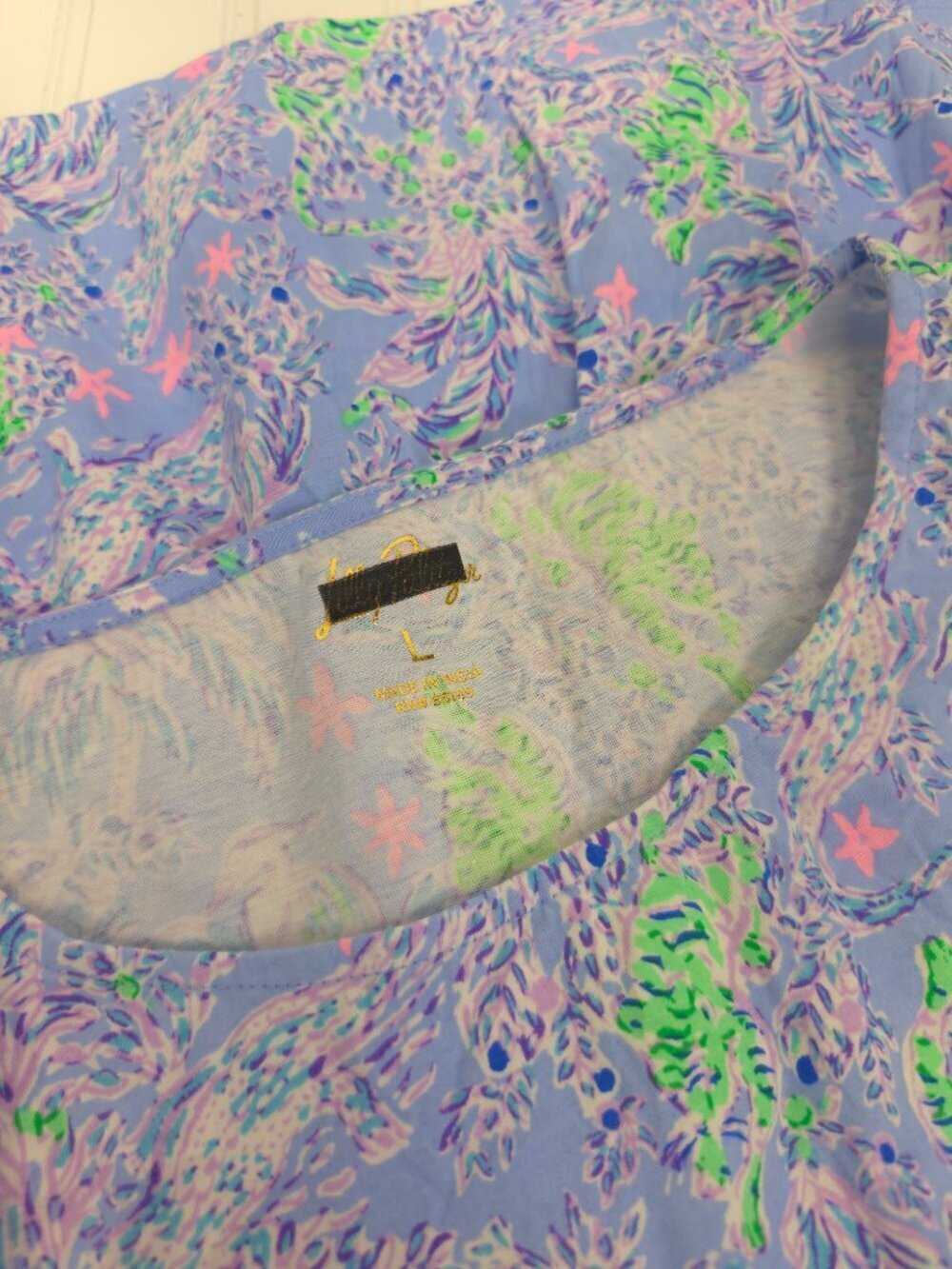 NWOT Lilly Pulitzer Geanna Short Sleeve Dress Blue Peri The Turtle Package Large - Picture 10 of 10